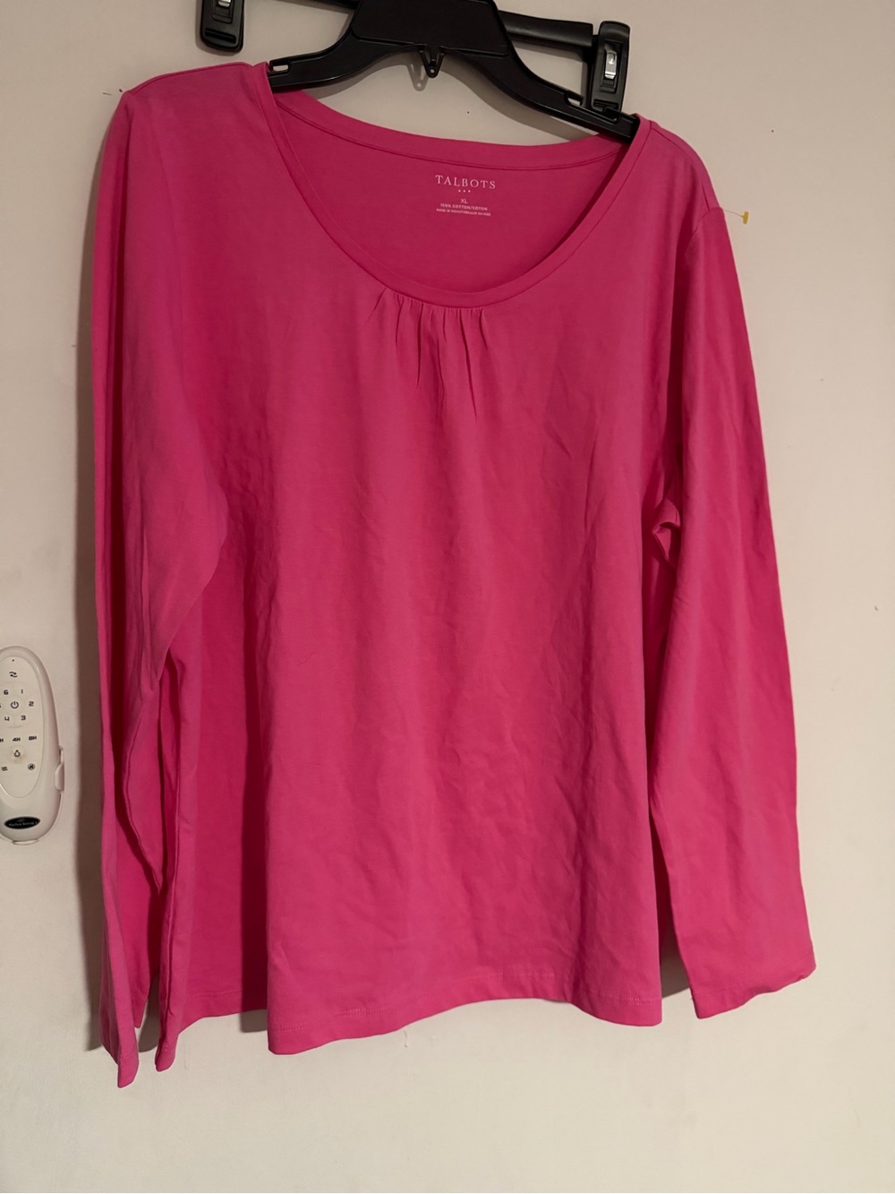 Talbots Vibrant Fuchsia Long-Sleeve Scoop Neck Top